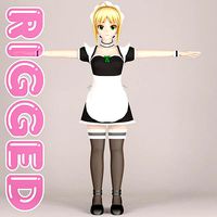 T pose rigged model of Saber maid