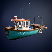 Fishing Ship with interior game-ready asset