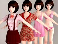 T pose nonrigged model of Fumika with various outfit