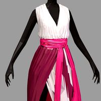 lowpolyart summer long pink dress white high heel shoes