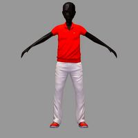 subdivision 3d model red polo white pants sneakers