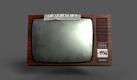 Vintage tv with traditional Balkan cloth ornament