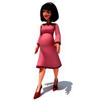 Pink Rigged Cartoon Pregnant Woman