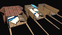 Low Poly PBR Wooden Cart Bundle