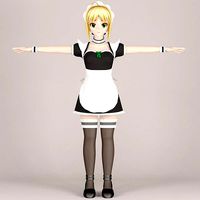 T pose nonrigged model of Saber maid