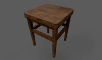 Traditional Balkan vintage wooden stool