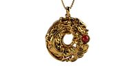 China Lion-fish Pendant with Cabochon | 3D