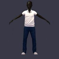subdivision 3d model avatar casual set polo pants sneakers