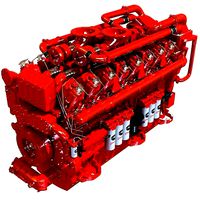 Red Diesel Engine 16 Cylinders