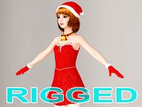 T pose rigged model of Lolita in Christmas costume