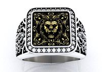 Stylish ring with patterns and lion 257 | 3D