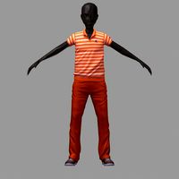 subdivision 3d model orange line polo pants sneakers