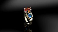 two tone gold ring with mexican opal and swiss blue topaz | 3D