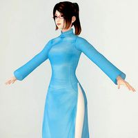 T pose nonrigged model of Natsumi in ao dai