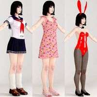T pose nonrigged model of Mariko with various outfit