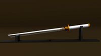 WHITE KATANA LOW POLY FOR GAME