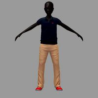 subdivision 3d model casual grey polo khaki pants red sneakers