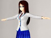 T pose nonrigged model of Rena anime girl