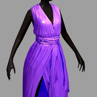 polygonalart long lilac dress white high heel shoes