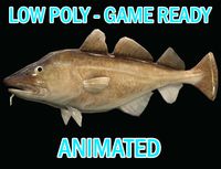 Low poly Atlantic - Cod Fish Animated - Game Ready