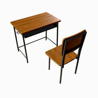 Low Poly PBR School Desk and Chair