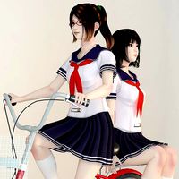 Natsumi and Mariko schoolgirl pose 03