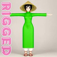 T pose rigged model of Vietnamchan toon girl