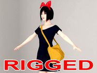T pose rigged model of Satomi the witch
