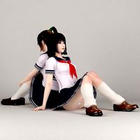 Natsumi and Mariko schoolgirl pose 02