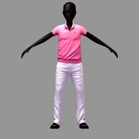 subdivision 3d model pink polo white pants black sneakers
