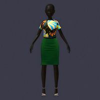 stylish avatar base set geometry color blouse green skirt