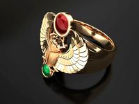 Gold scarab bug ring - classic | 3D