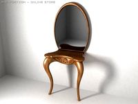 Table toilet with woodcarving 3D Model