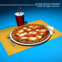 Pizza table set 3D Model