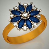 Ring with 8 saphirs 3D Model