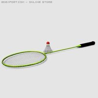 Badminton Rackect with Shuttlecock 3D Model