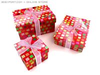 Glossy Gift Boxes with Ribbons 3D Model