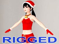 T pose rigged model of Manami in Christmas costume