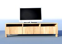 wooden TV stand with TV