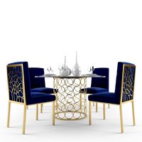 Meridian Opal Dining Room Set in Gold and Navy
