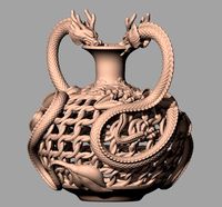 Animal sculpture model Double Dragon empty Vase A052