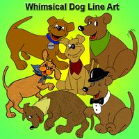 Whimsical Dog LineArt