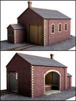 Goods shed and yard crane