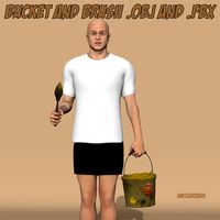 Grease Bucket and Brush .obj and .fbx
