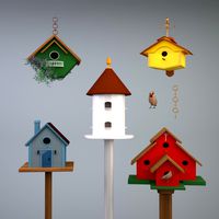 Five Birdhouses - OBJ
