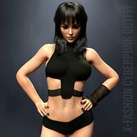 X-Fashion CyberPunk Outfit for Genesis 8 Females