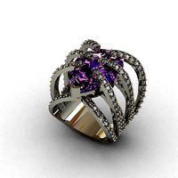 Ametist and Diamond Ring 3D print model | 3D