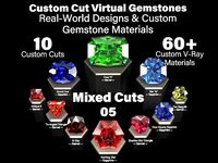 Mixed Cuts 05 - Custom Cut Gemstones and Custom V-Ray Materials