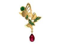 1449 diamond butterfly pendant  | 3D