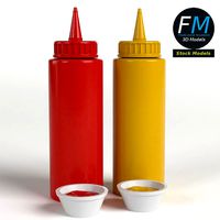 Ketchup and mustard bottles